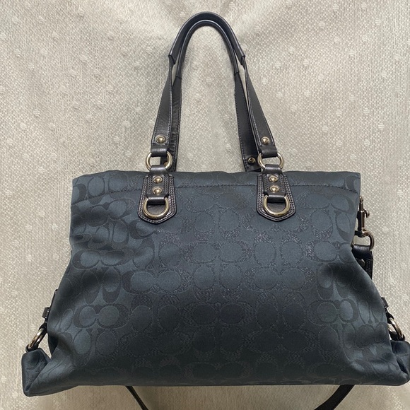 *SOLD*Coach Ashley Signature CC Sateen With Leather Satchel In Charcoal Metallic - Picture 5 of 15